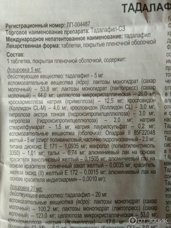 Тадалафил-СЗ — отзывы покупателей и опыт применения - Ютека